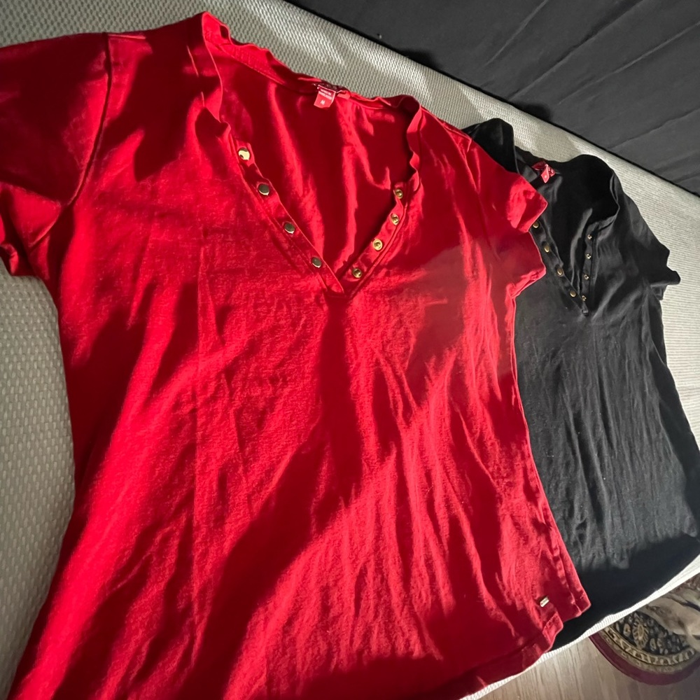 2 Guess V-neck shirts